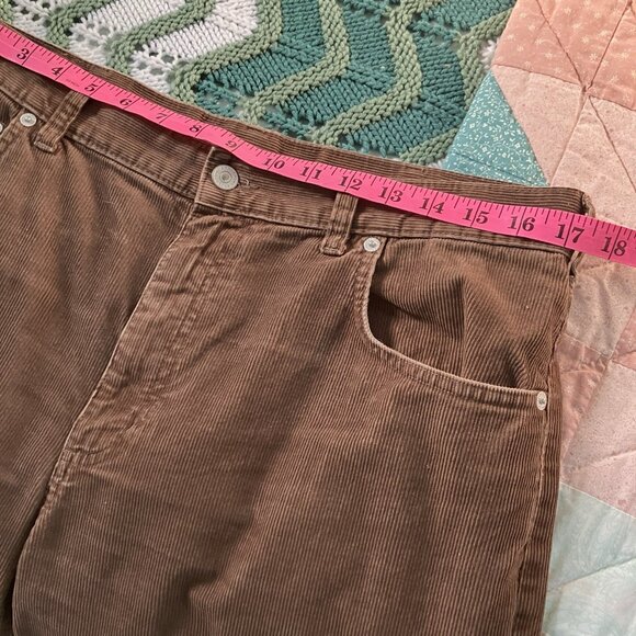 Lands' End Corduroy Pants Mens 34 Brown Straight Leg 90s Dad Y2K Fall Autumn - Picture 6 of 10